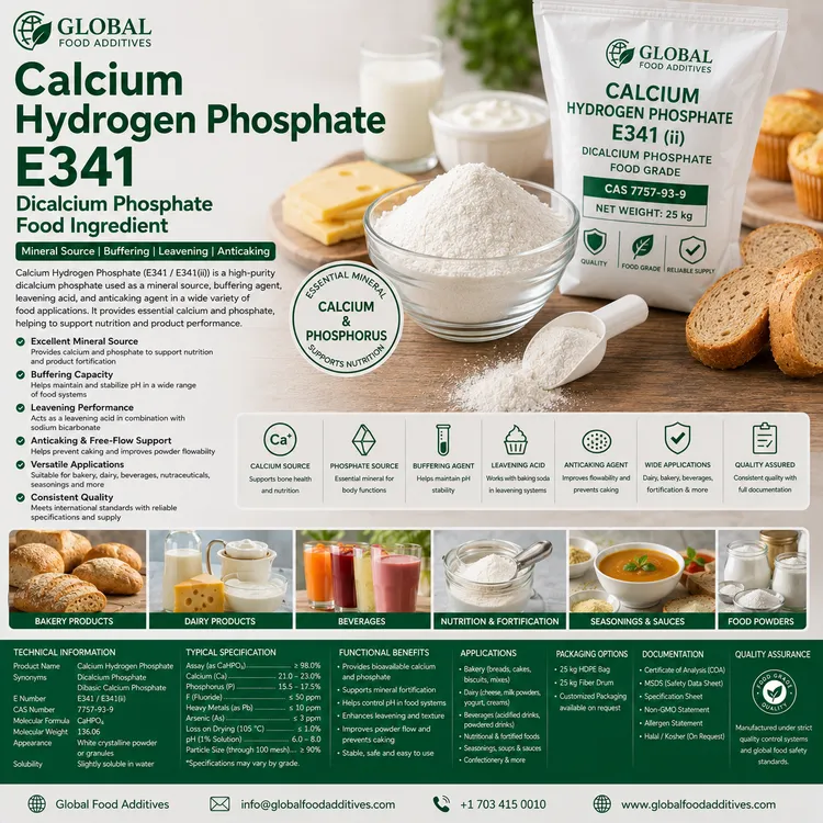 Calcium Hydrogen Phosphate food additive food additive ingredient illustration