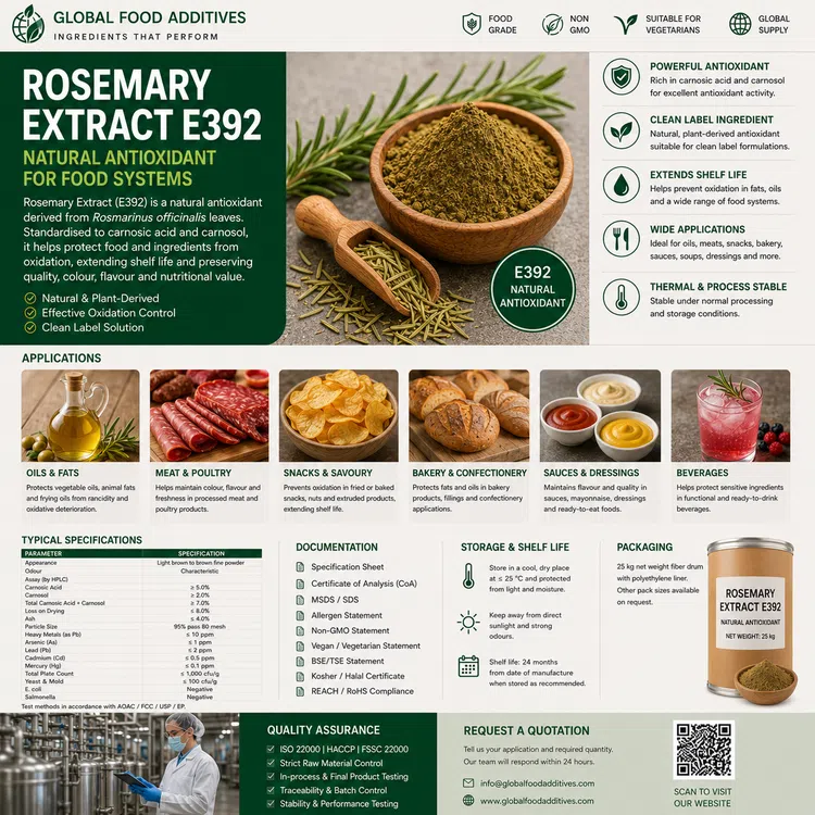 Rosemary Extract E392 food antioxidant food additive ingredient illustration